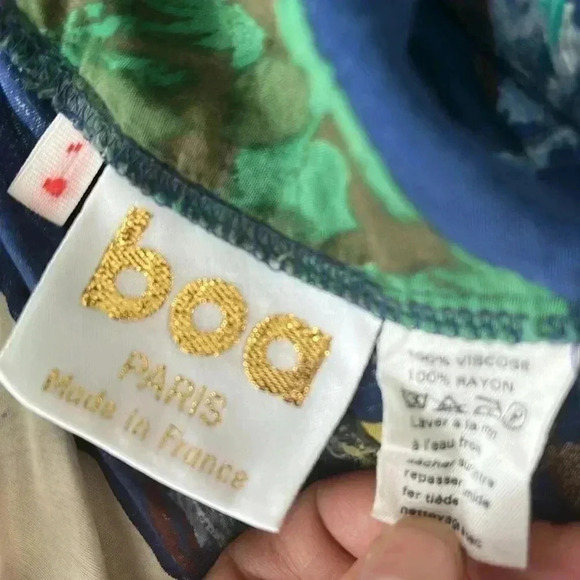 [S]Vintage BOA France Cross Shoulder Belt Open Back Floral Print  Mid Dress - Picture 11 of 16